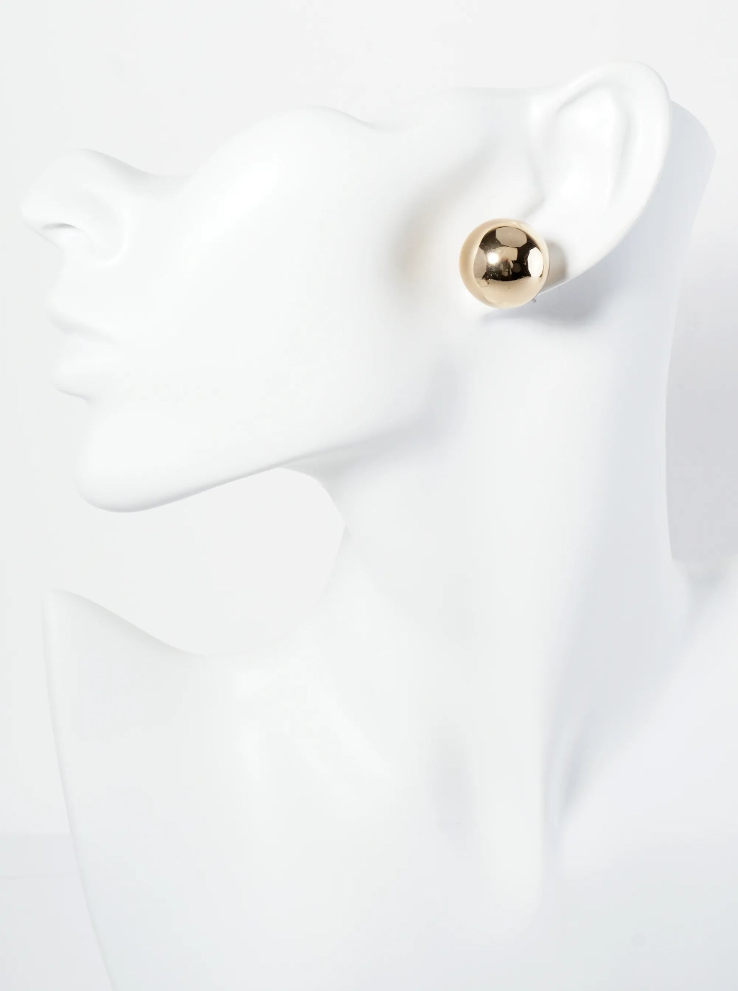 Polished Metal 18mm Brass Ball Stud Earrings