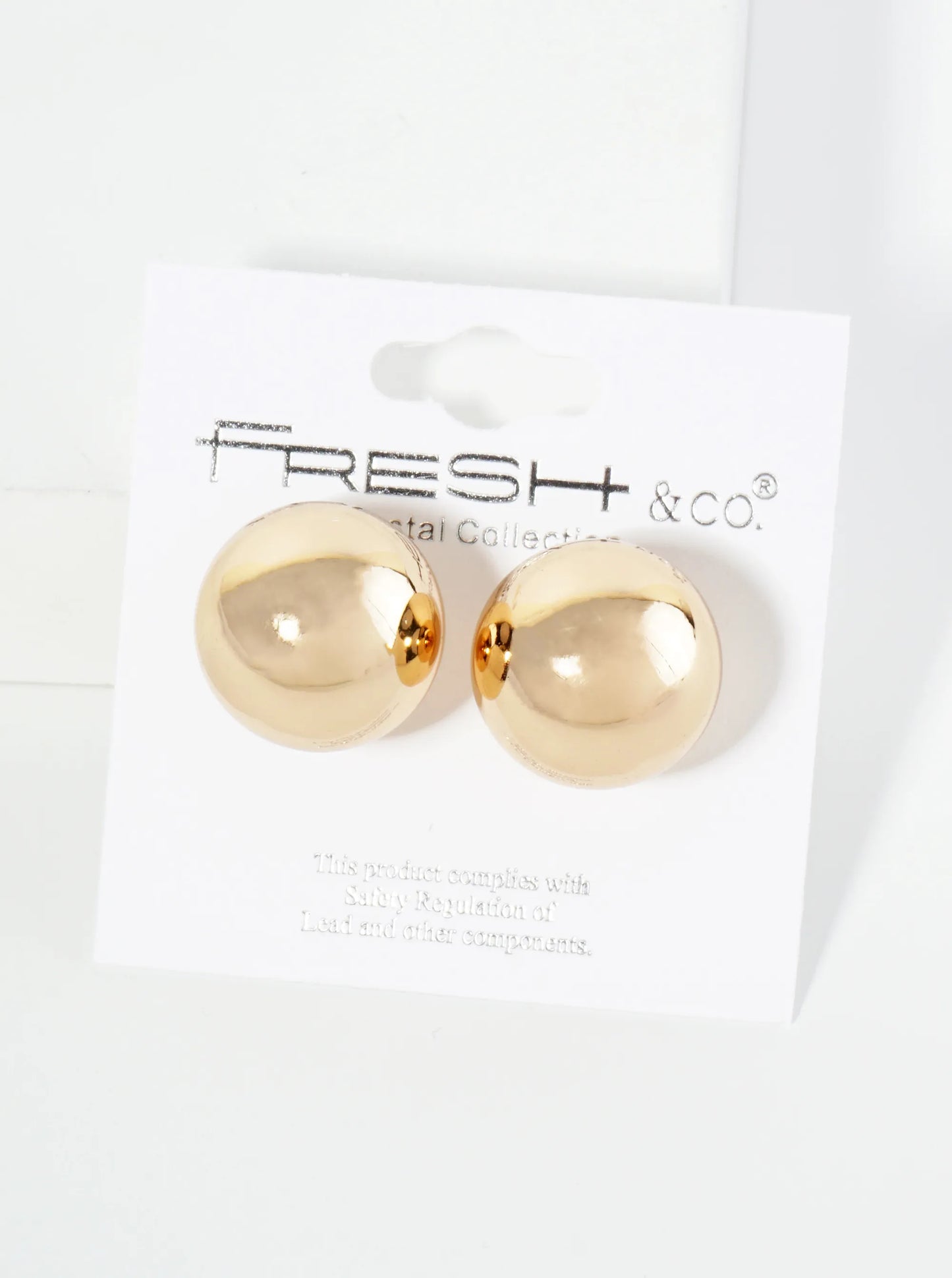 Polished Metal 18mm Brass Ball Stud Earrings
