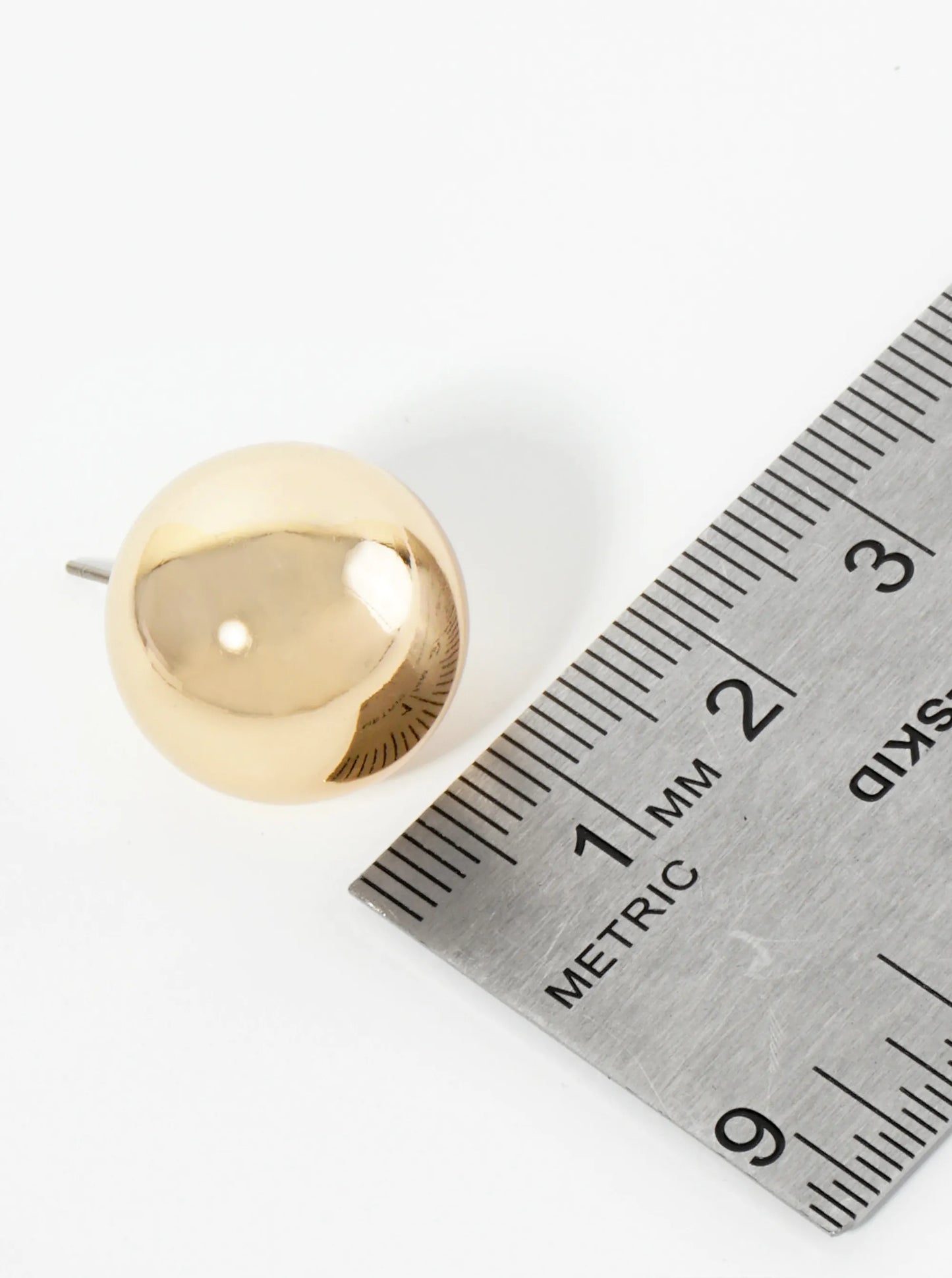 Polished Metal 18mm Brass Ball Stud Earrings