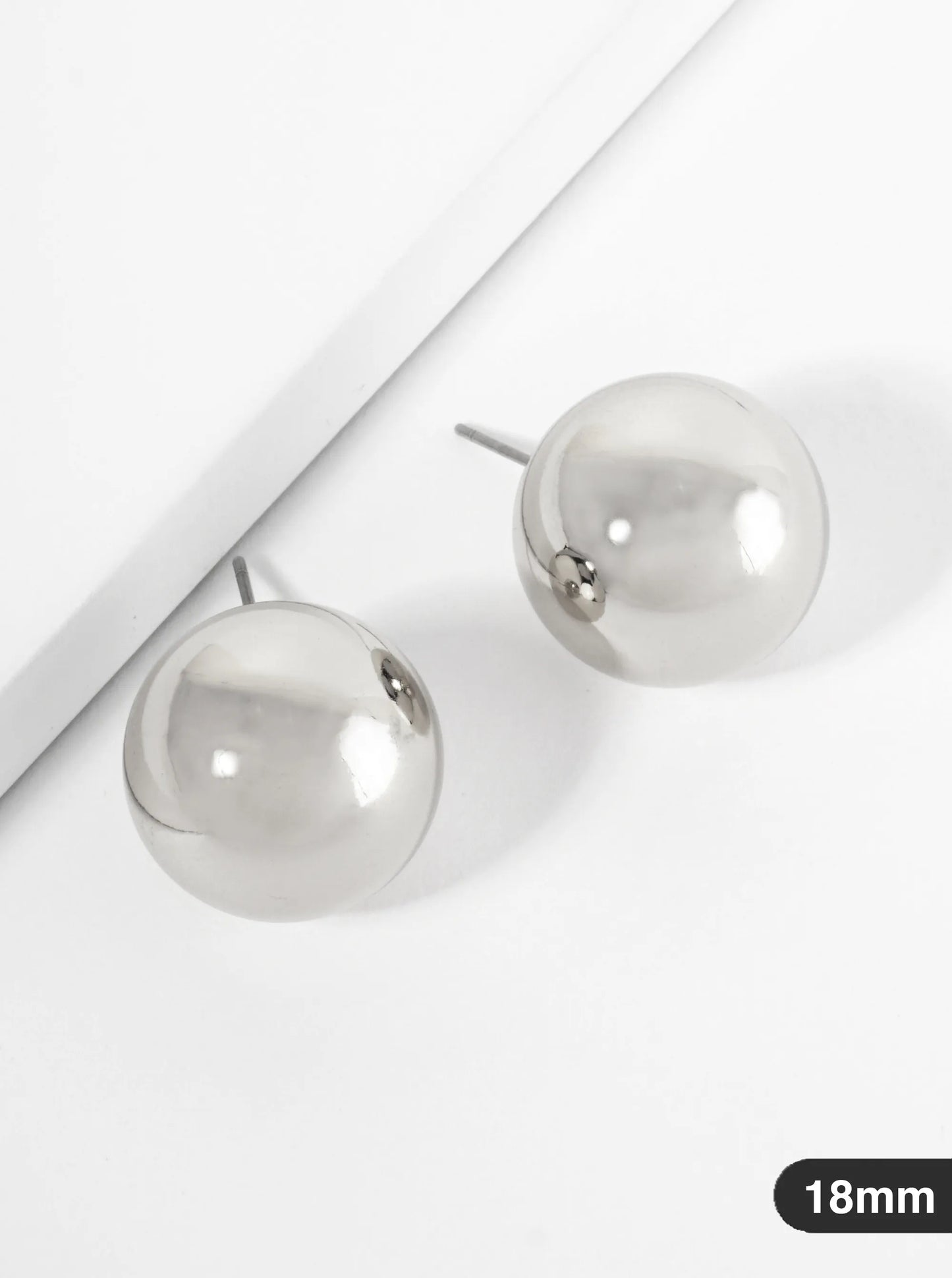 Polished Metal 18mm Brass Ball Stud Earrings