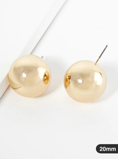 Polished Metal 20mm Brass Ball Stud Earrings
