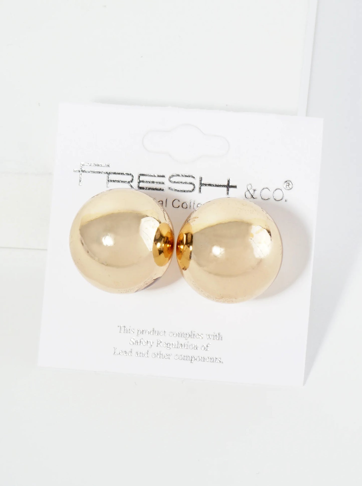 Polished Metal 20mm Brass Ball Stud Earrings
