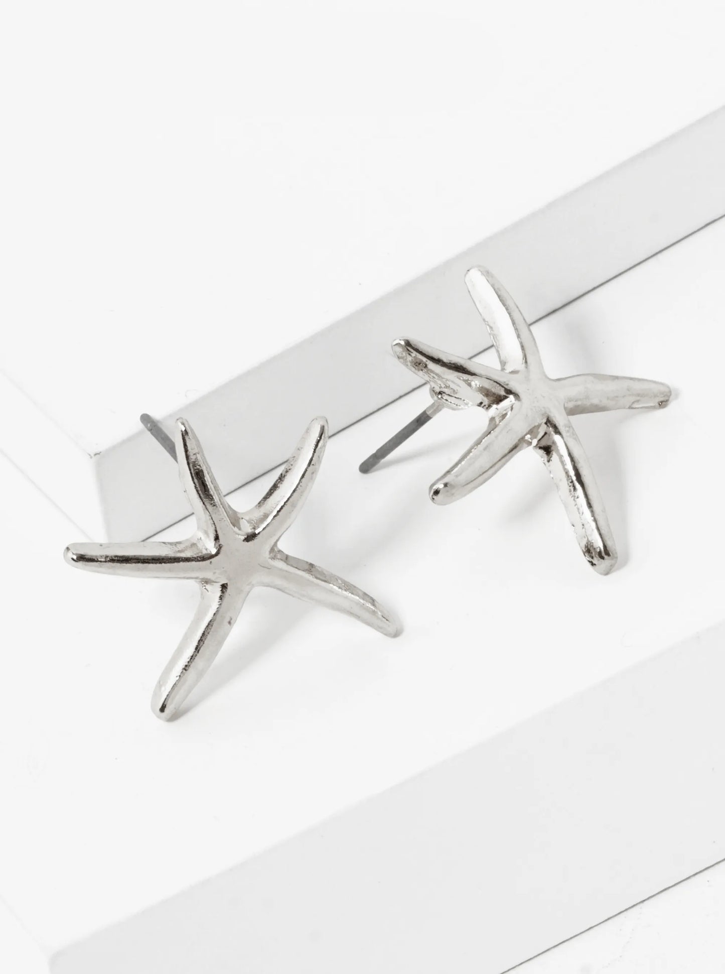 Polished Metal 20mm Starfish Stud Earrings