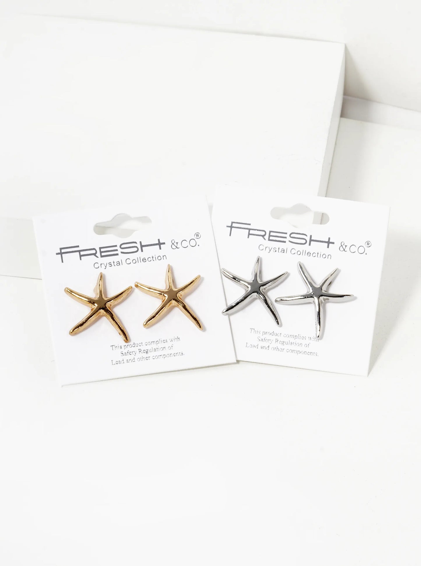 Polished Metal 20mm Starfish Stud Earrings