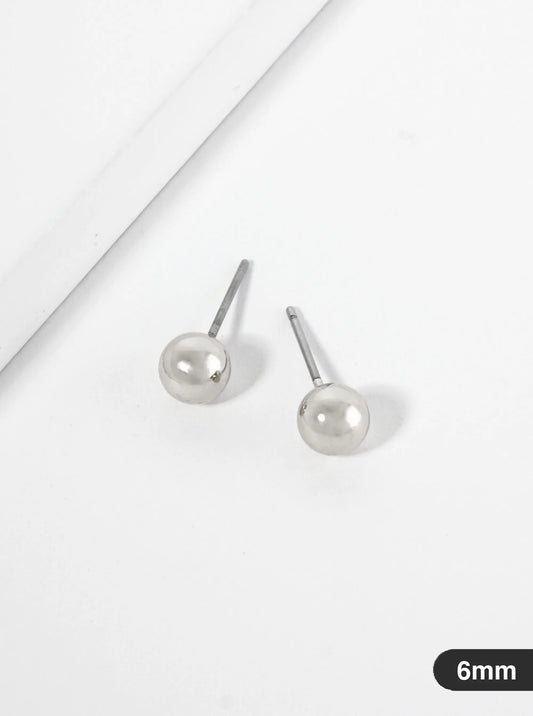 Polished Metal 6mm Brass Ball Stud Earrings