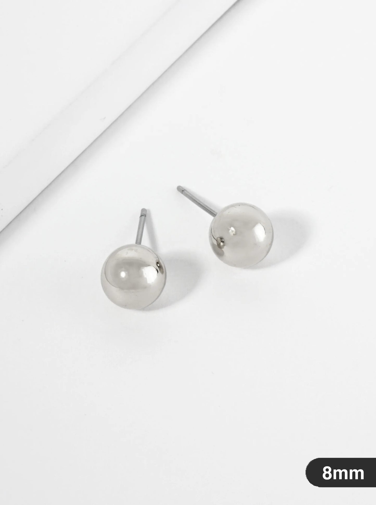 Polished Metal 8mm Brass Ball Stud Earrings