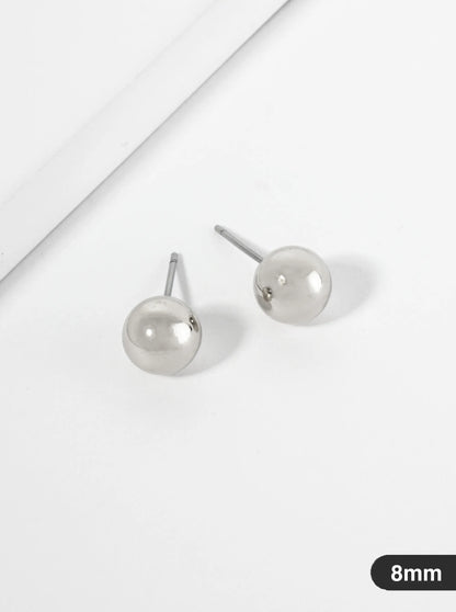 Polished Metal 8mm Brass Ball Stud Earrings