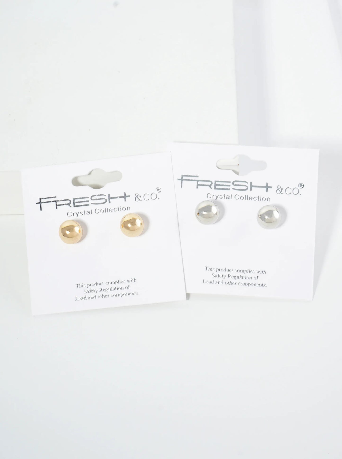 Polished Metal 8mm Brass Ball Stud Earrings