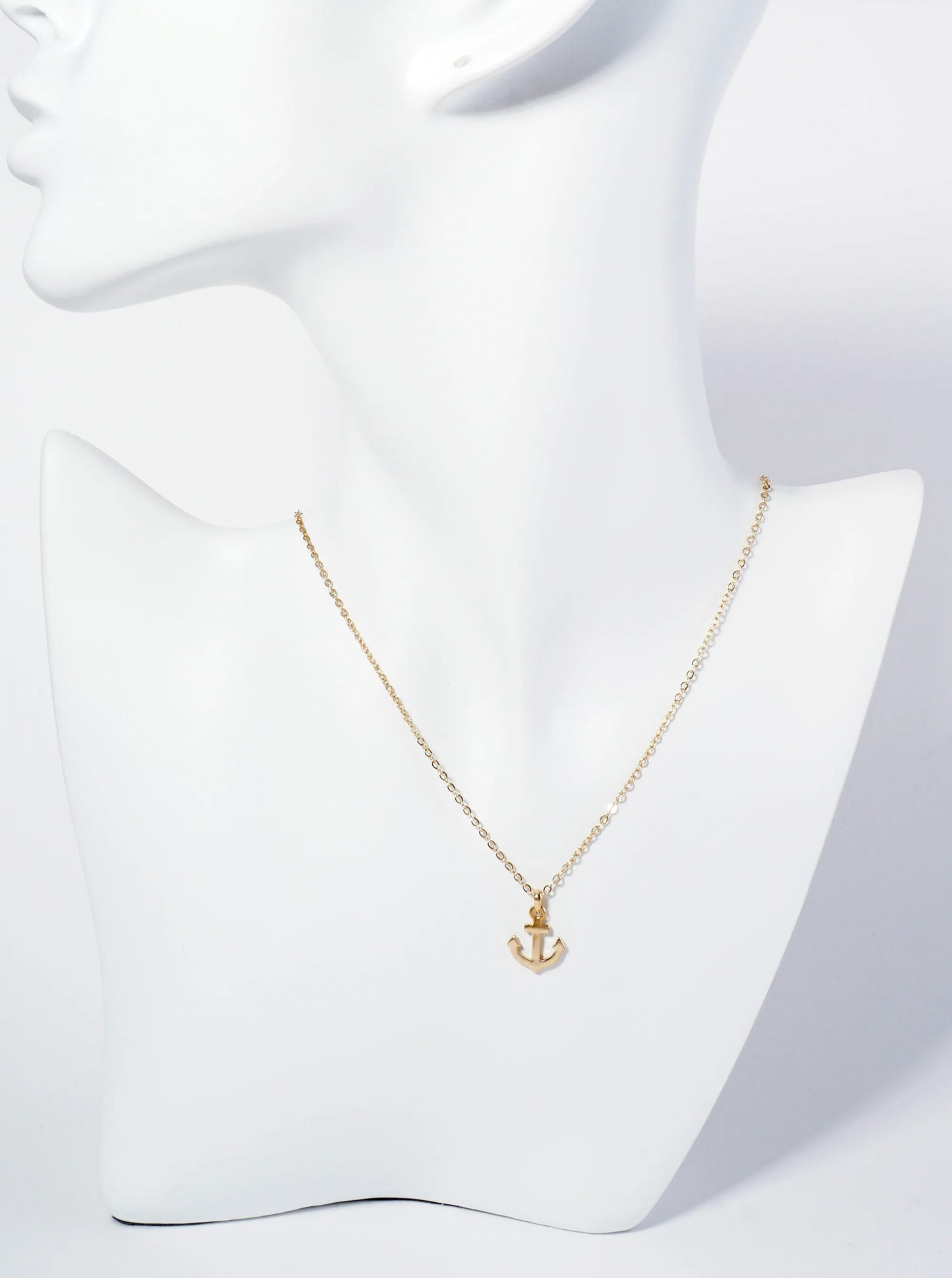 Polished Metal Anchor Pendant Necklace