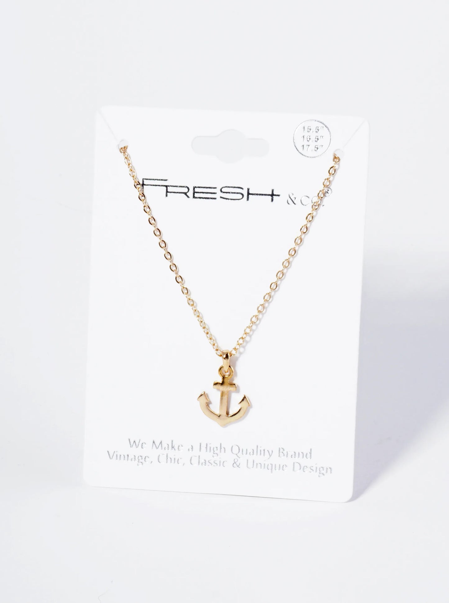 Polished Metal Anchor Pendant Necklace