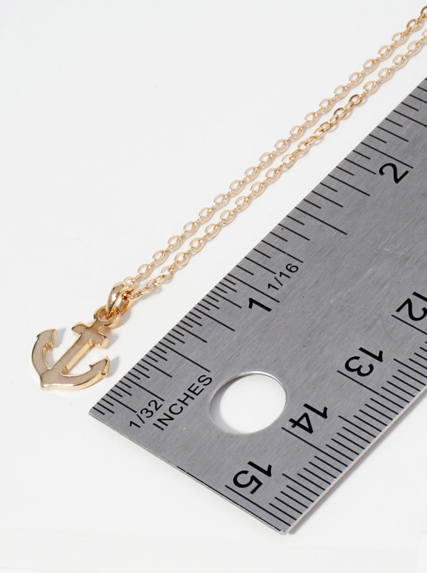 Polished Metal Anchor Pendant Necklace