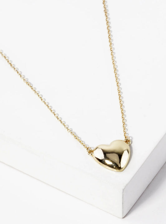 Polished Metal Heart Pendant Necklace