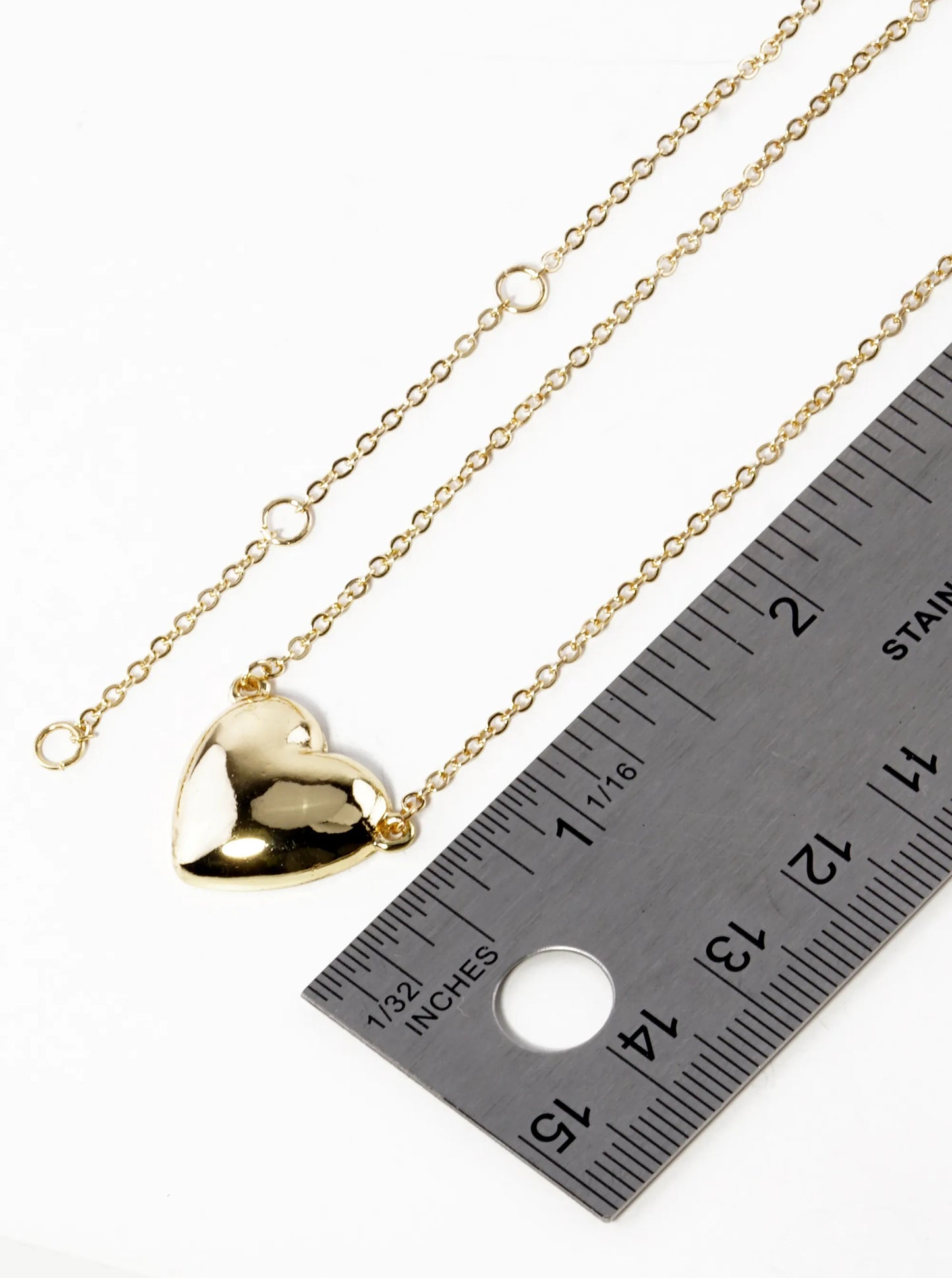 Polished Metal Heart Pendant Necklace