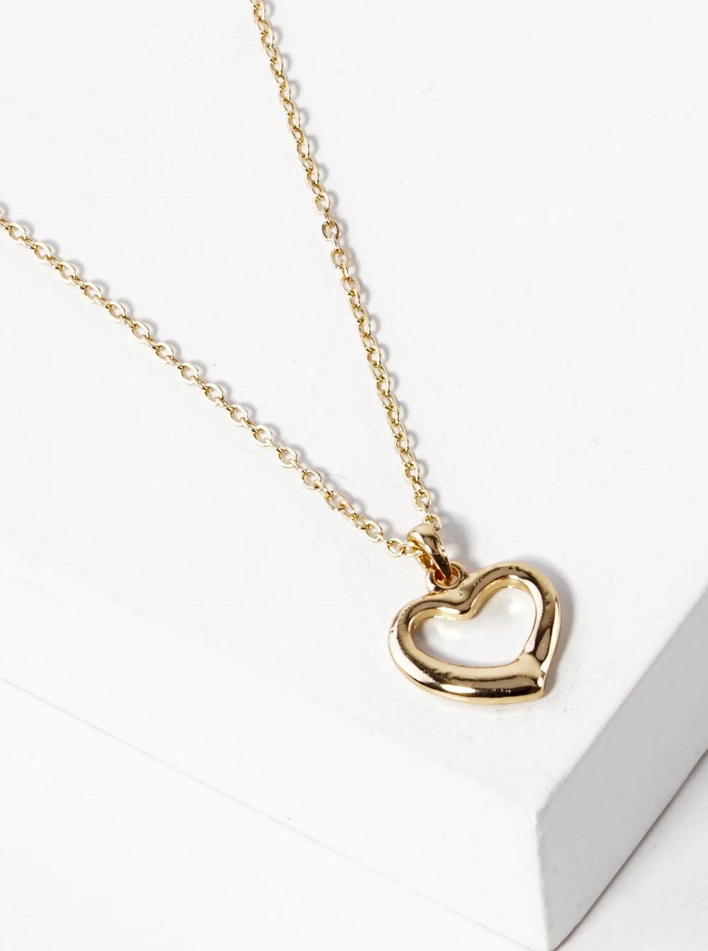 Polished Metal Heart Pendant Necklace
