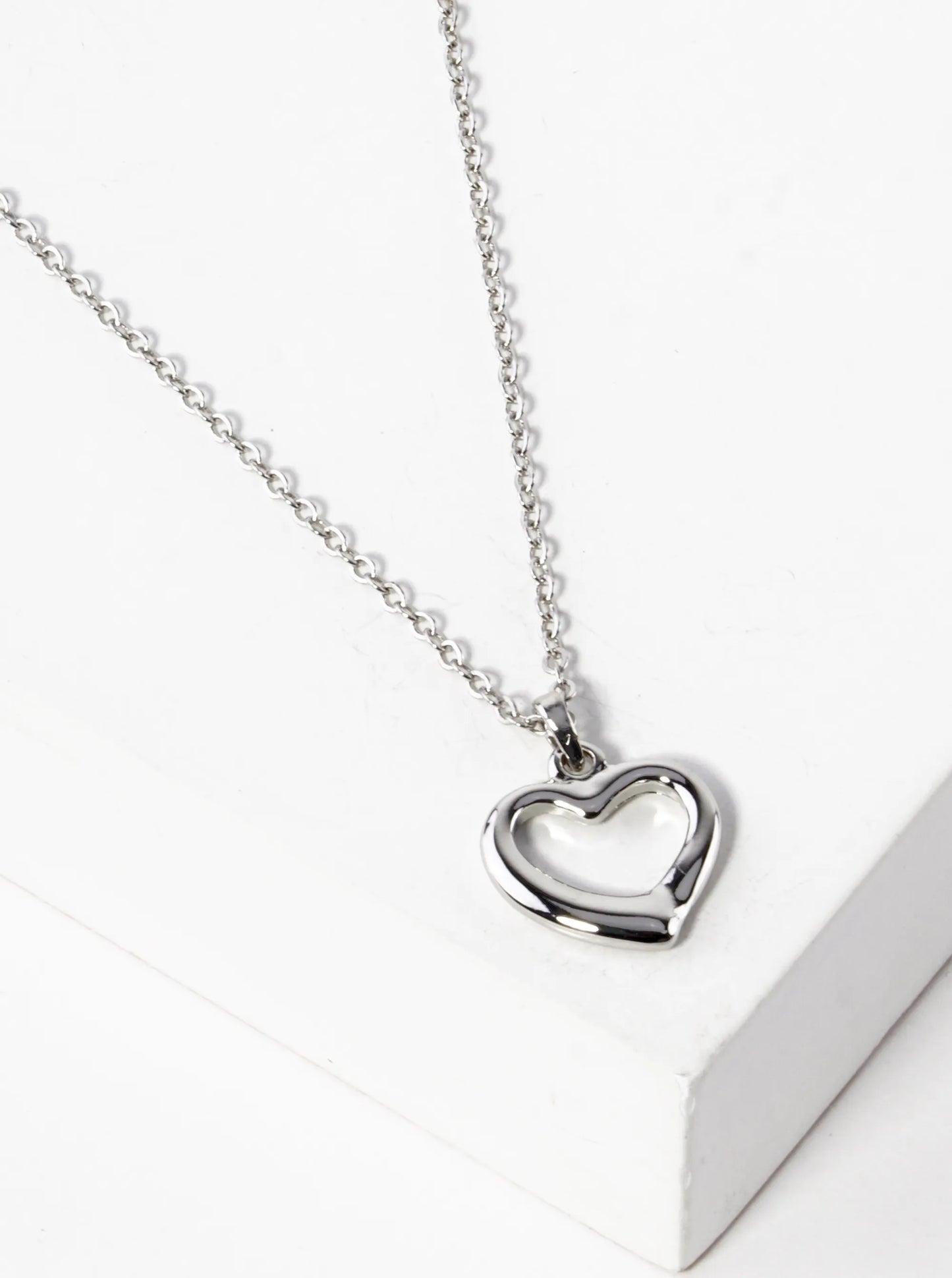 Polished Metal Heart Pendant Necklace