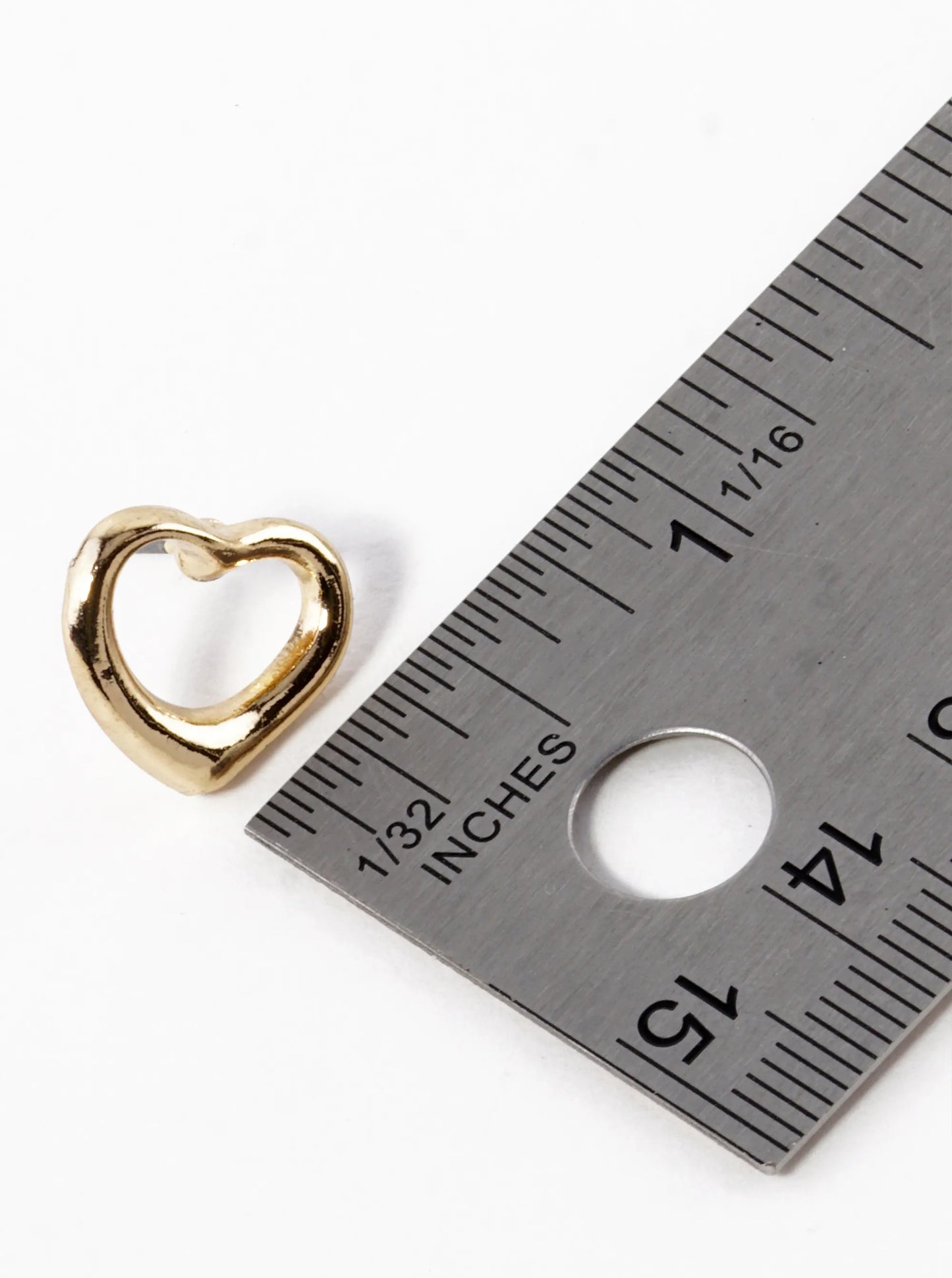Polished Metal Heart Stud Earrings