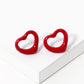 Polished Metal Heart Stud Earrings