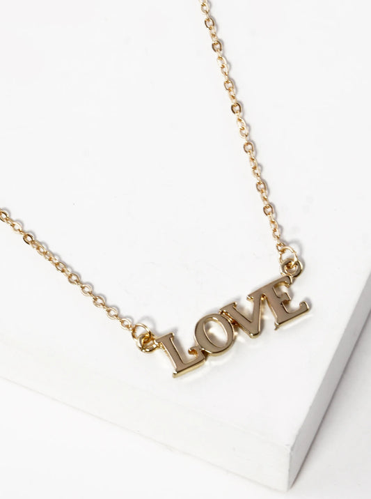 Polished Metal Love Pendant Necklace