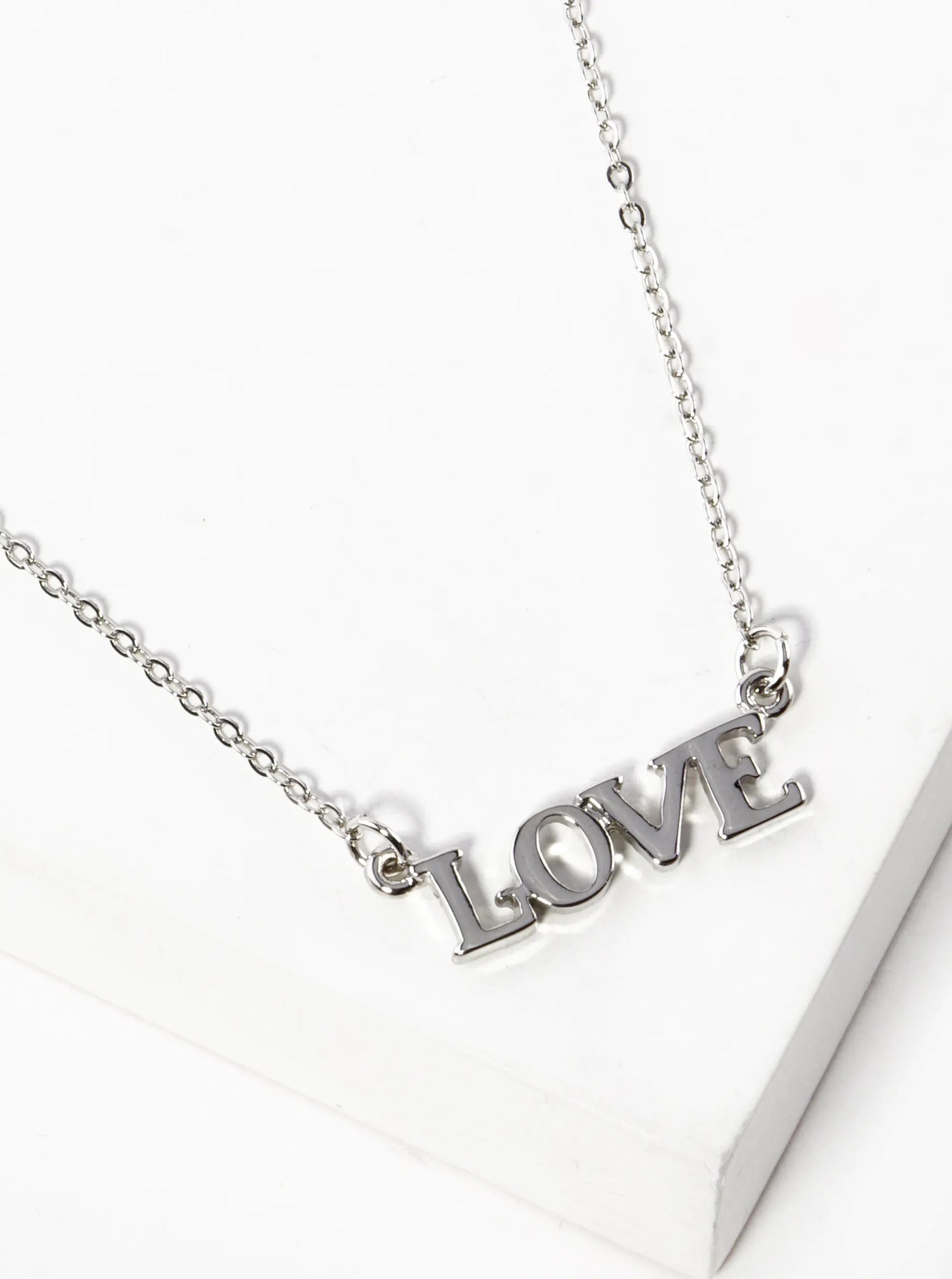 Polished Metal Love Pendant Necklace