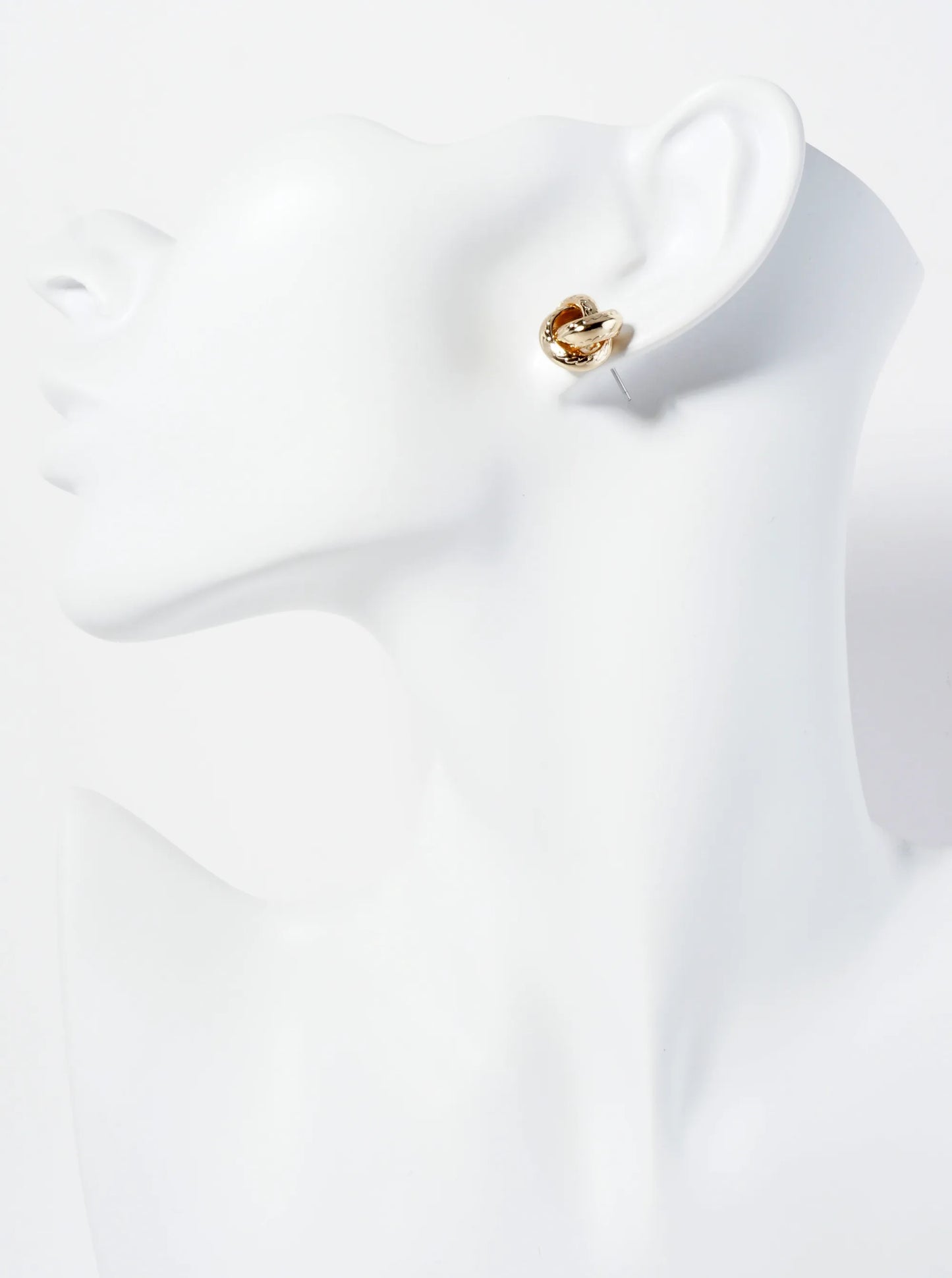 Polished Metal Textured 12mm Love Knot Stud Earrings