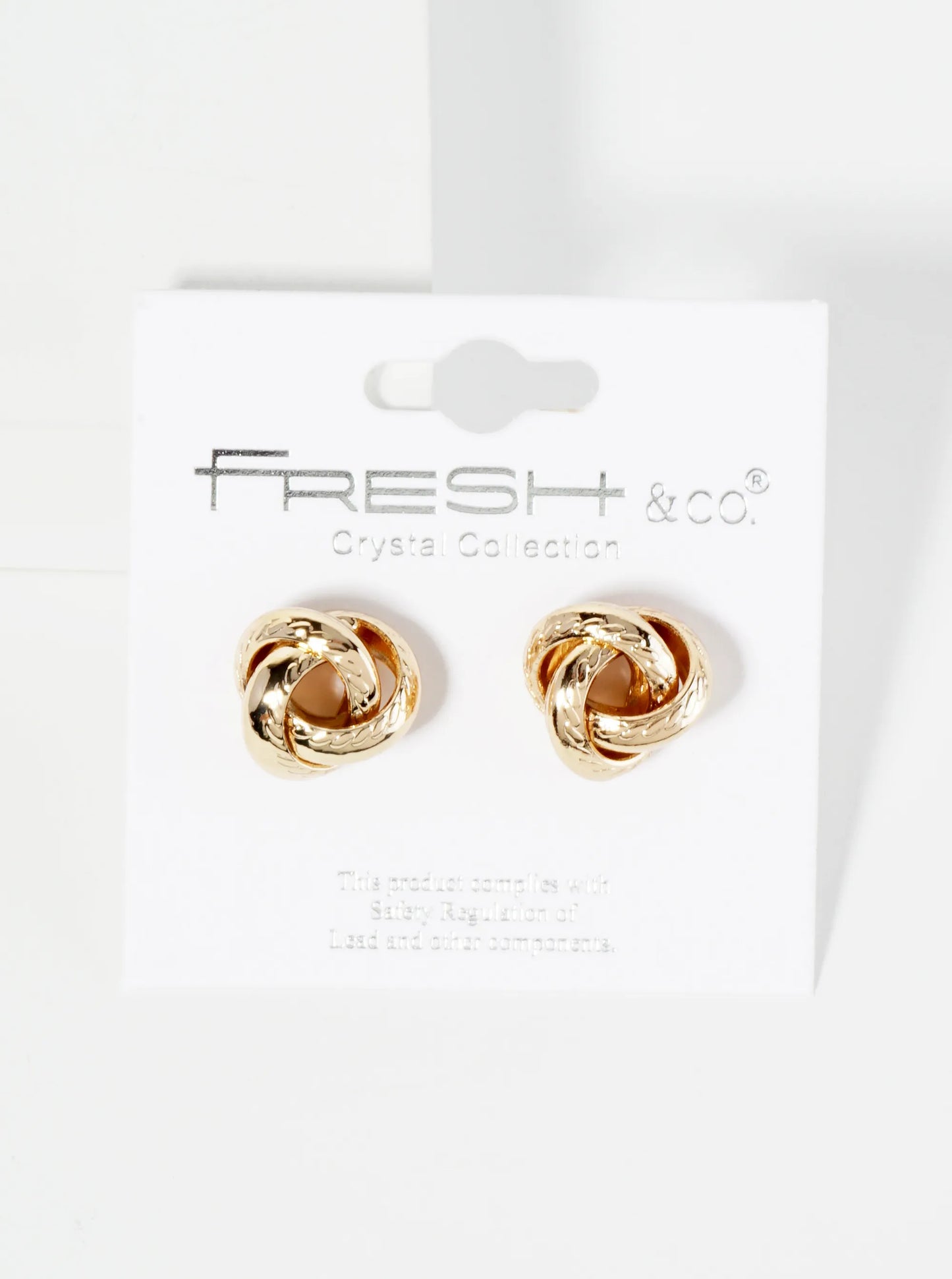 Polished Metal Textured 12mm Love Knot Stud Earrings