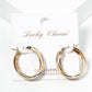 Radiant Tri-Layer 18K Gold Dipped 25mm Leverback Hoop Earrings