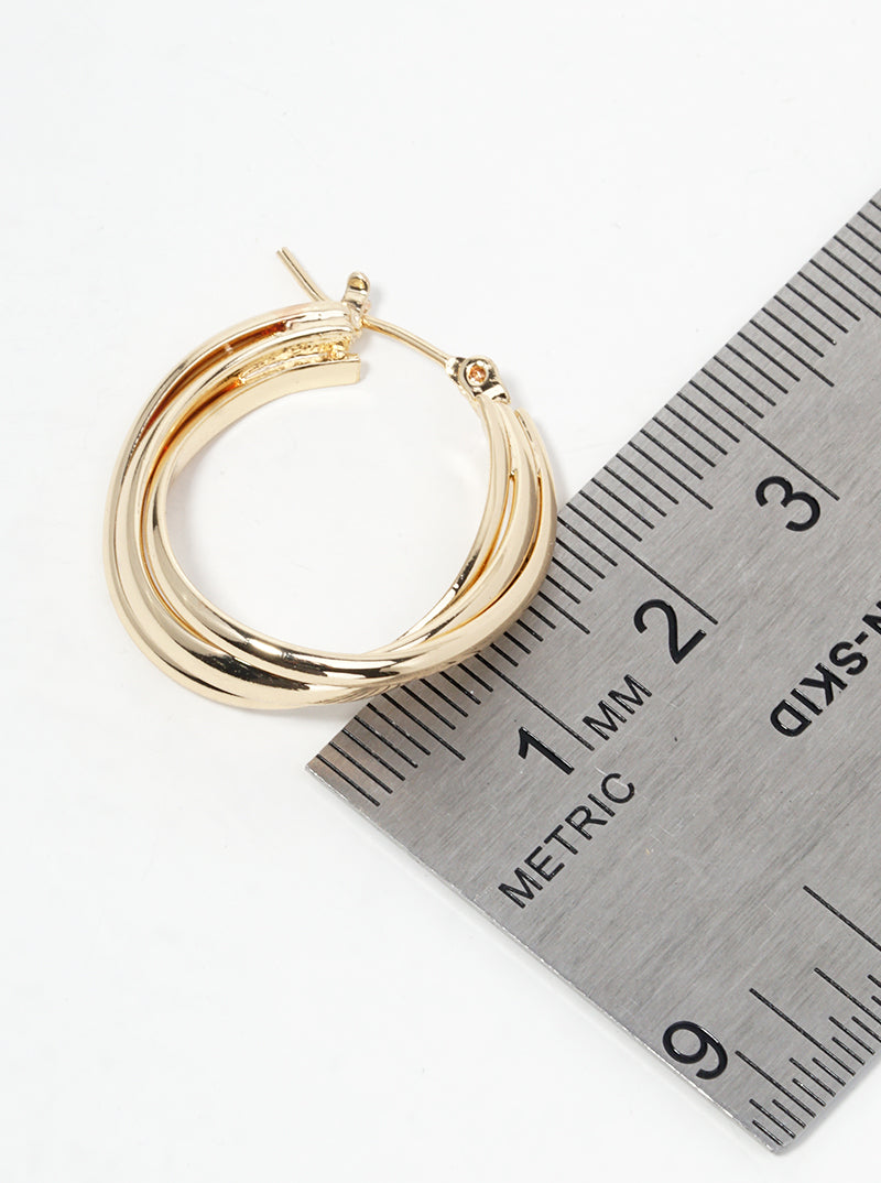 Radiant Tri-Layer 18K Gold Dipped 25mm Leverback Hoop Earrings