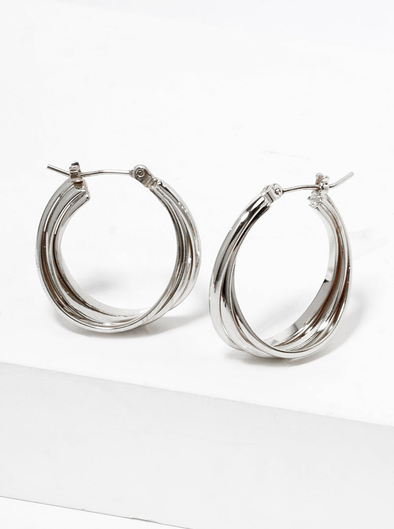 Radiant Tri-Layer 18K Gold Dipped 25mm Leverback Hoop Earrings