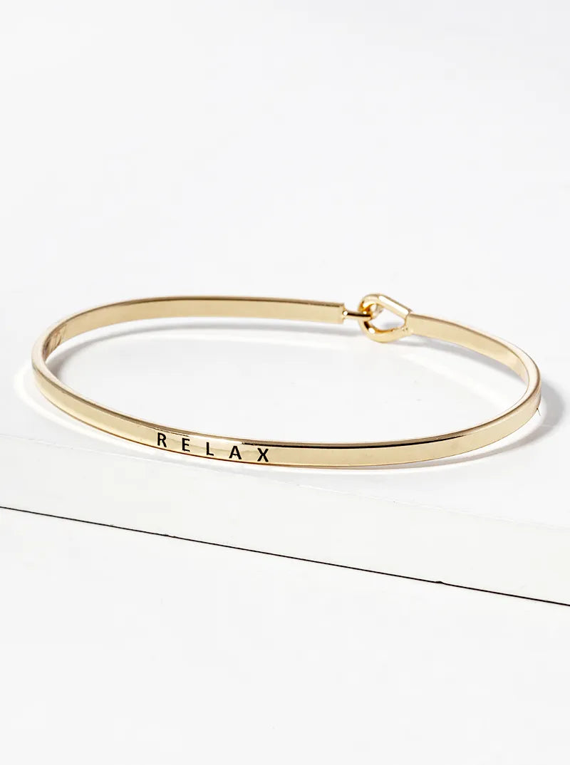 Relax Engraved Inspirational Bangle Bracelet