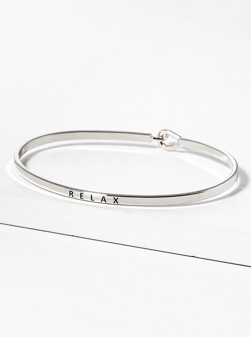 Relax Engraved Inspirational Bangle Bracelet