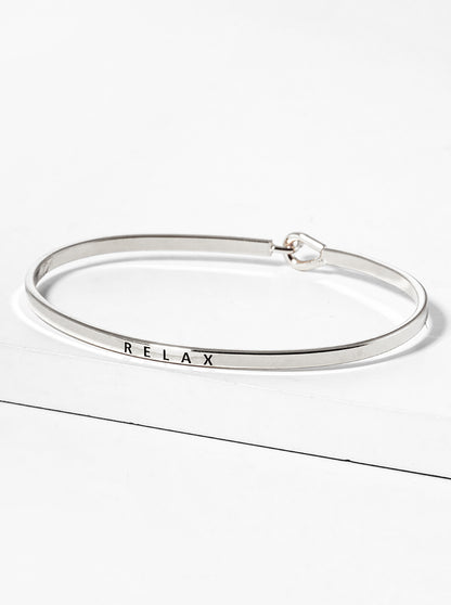 Relax Engraved Inspirational Bangle Bracelet