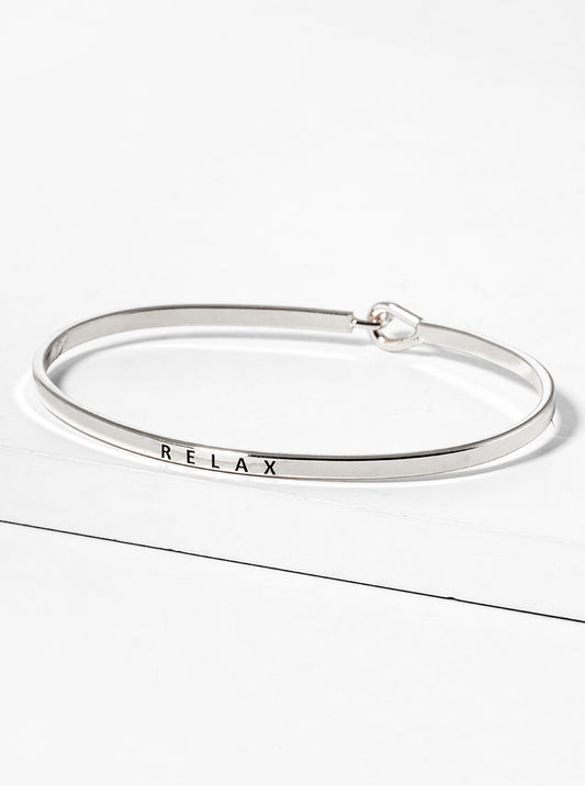 Relax Engraved Inspirational Bangle Bracelet