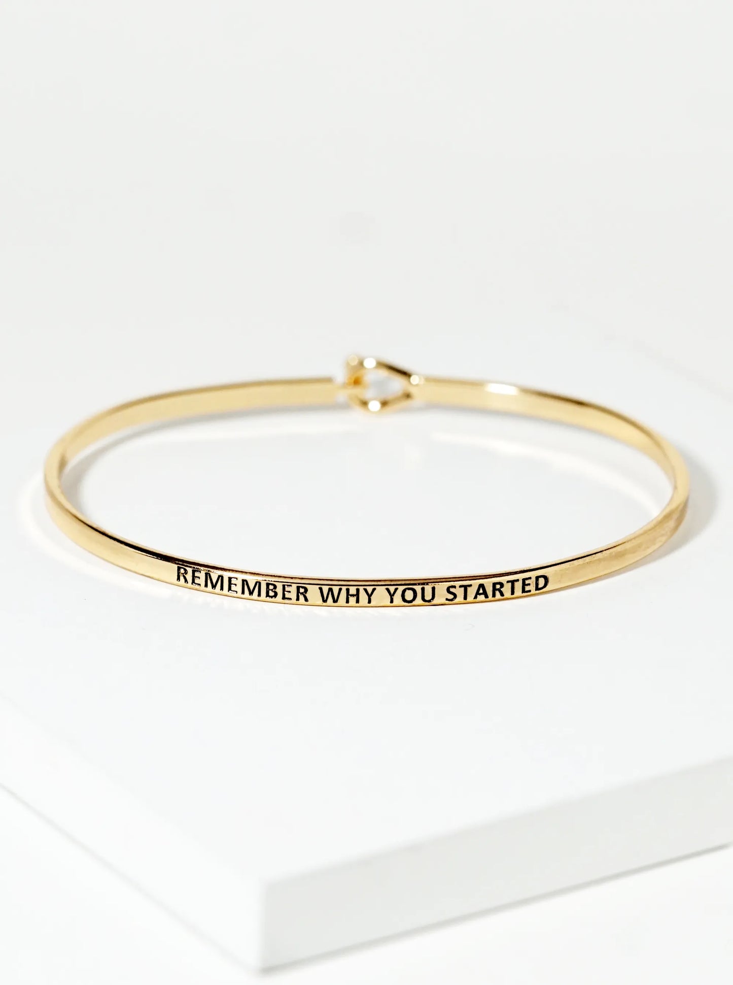 Remember Why You Started Engraved Inspirational Bangle Bracelet