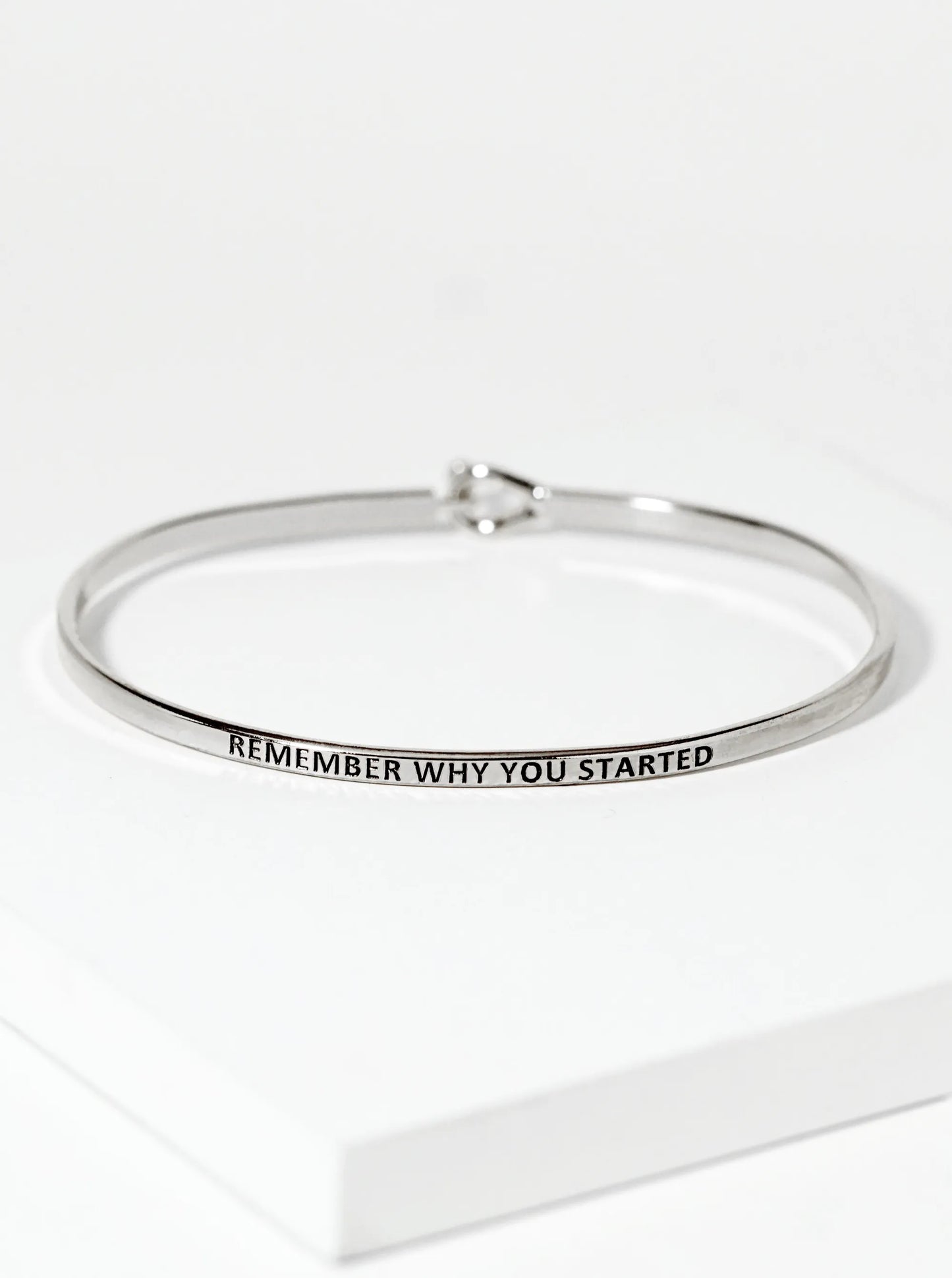 Remember Why You Started Engraved Inspirational Bangle Bracelet