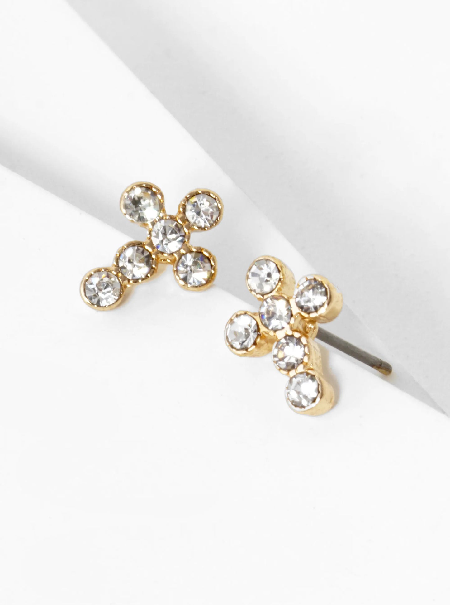 Rhinestone 11mm Cross Stud Earrings