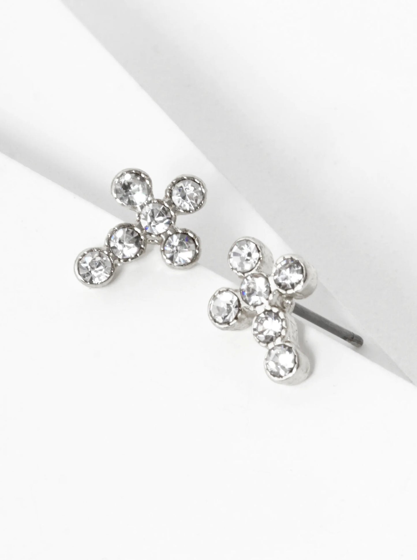 Rhinestone 11mm Cross Stud Earrings