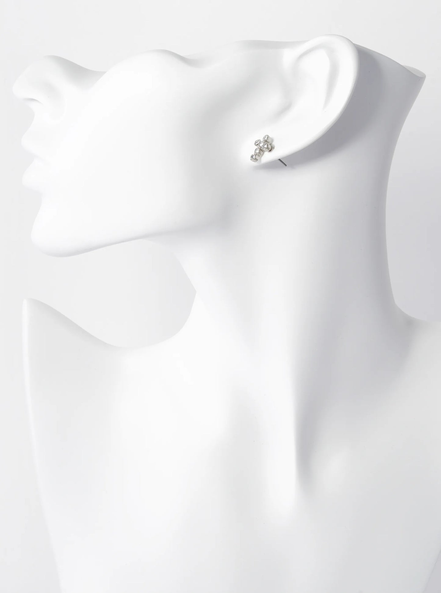 Rhinestone 11mm Cross Stud Earrings