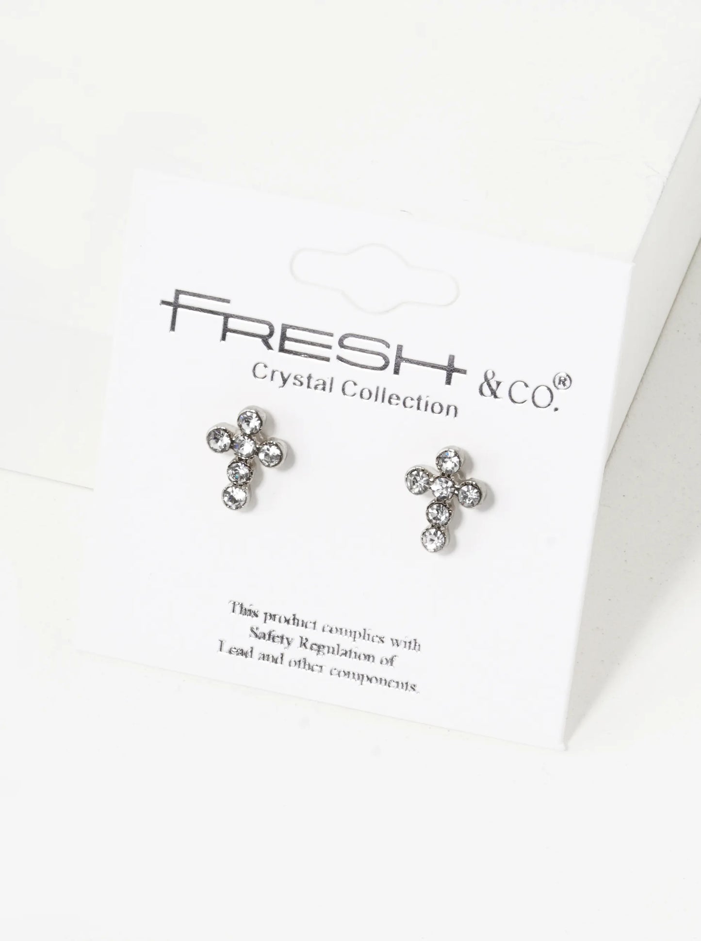 Rhinestone 11mm Cross Stud Earrings