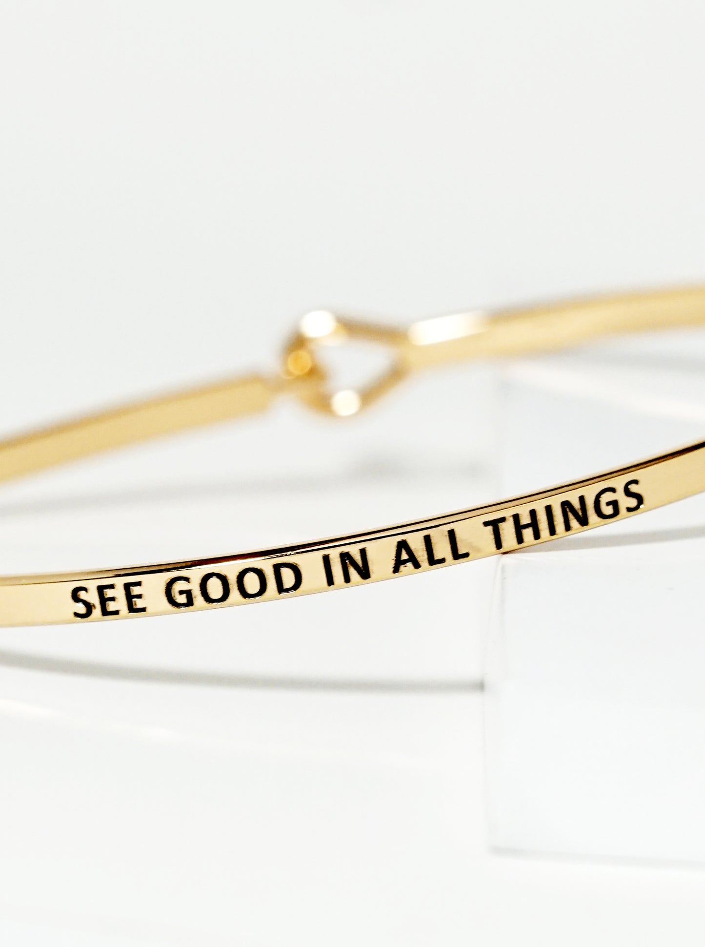 See Good In All Things Engraved Inspirational Bangle Bracelet