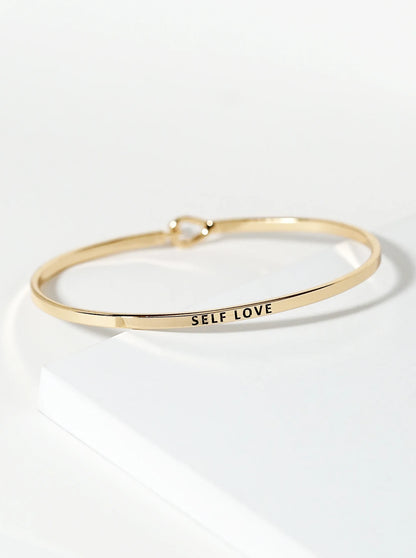 Self Love Engraved Inspirational Bangle Bracelet