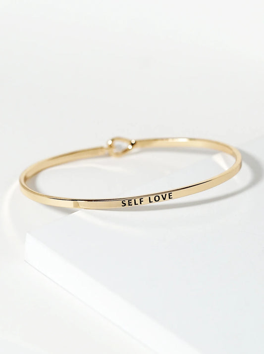 Self Love Engraved Inspirational Bangle Bracelet