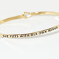 She Flies With Her Own Wings Engraved Inspirational Bangle Bracelet