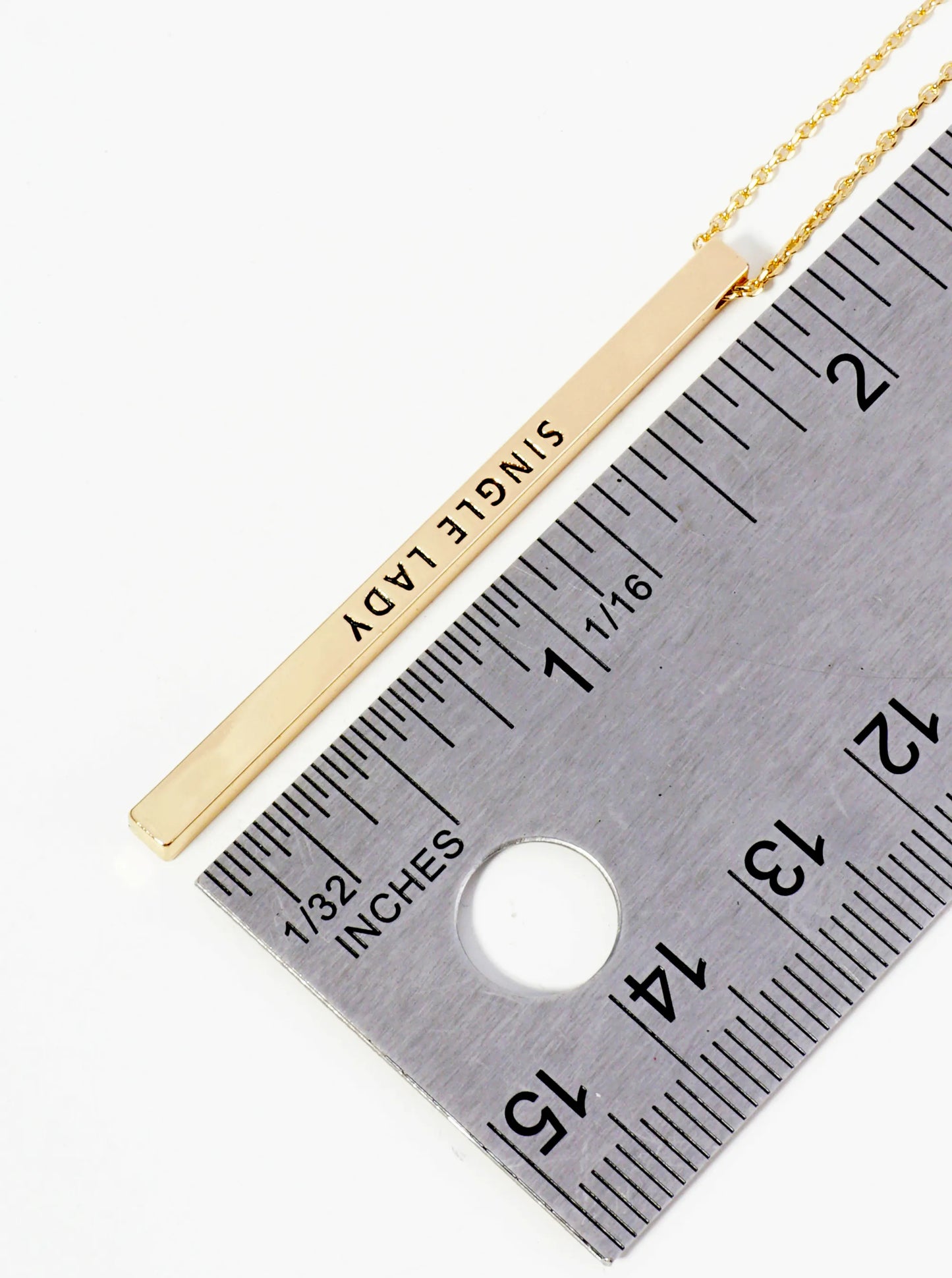 Single Lady Engraved Vertical Bar Pendant Inspirational Necklace
