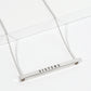 Sisters Engraved 18K Gold Dipped Horizontal Brass Bar Pendant Inspirational Necklace