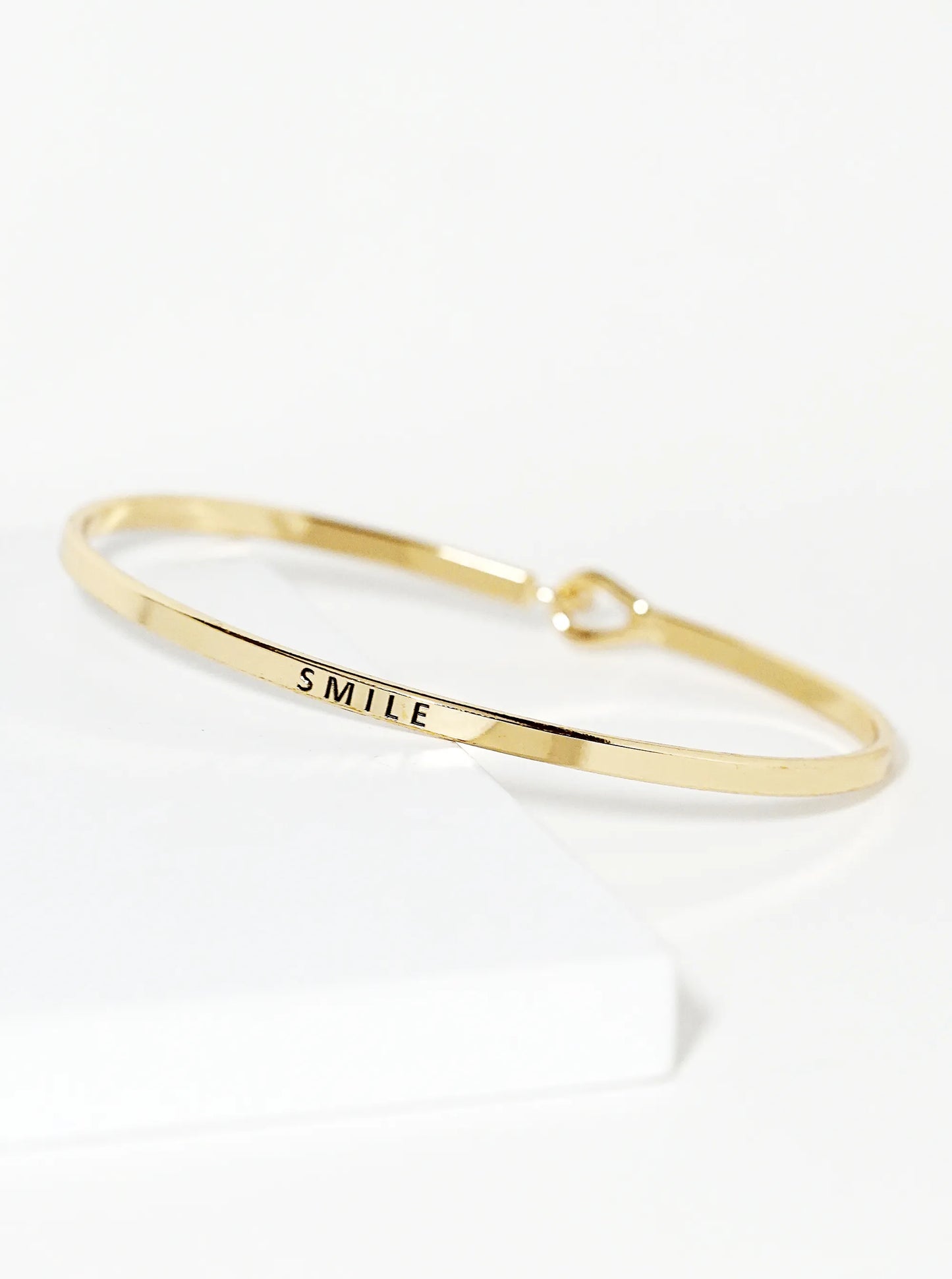 Smile Engraved Inspirational Bangle Bracelet
