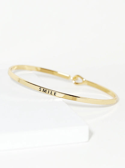 Smile Engraved Inspirational Bangle Bracelet
