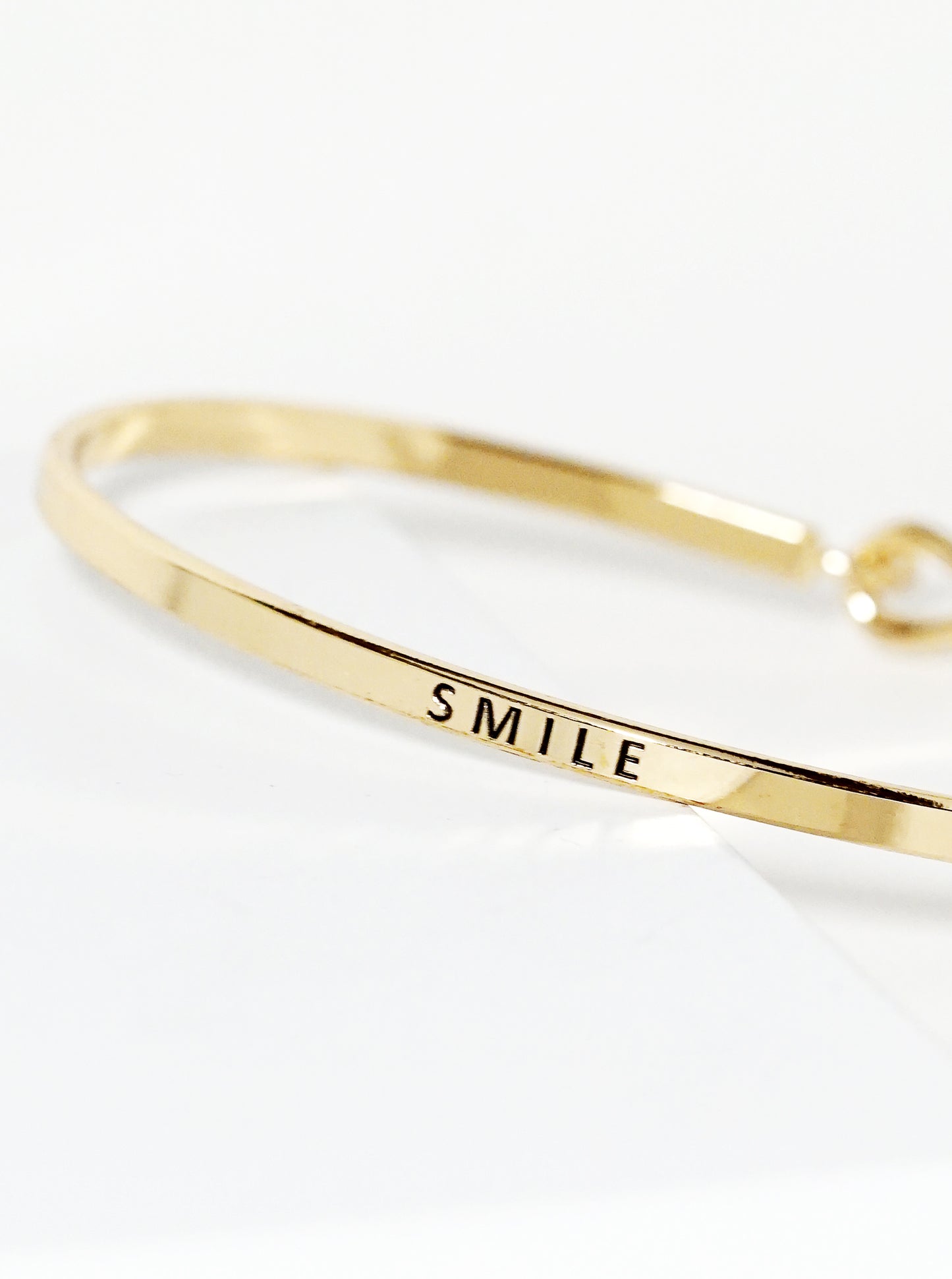 Smile Engraved Inspirational Bangle Bracelet
