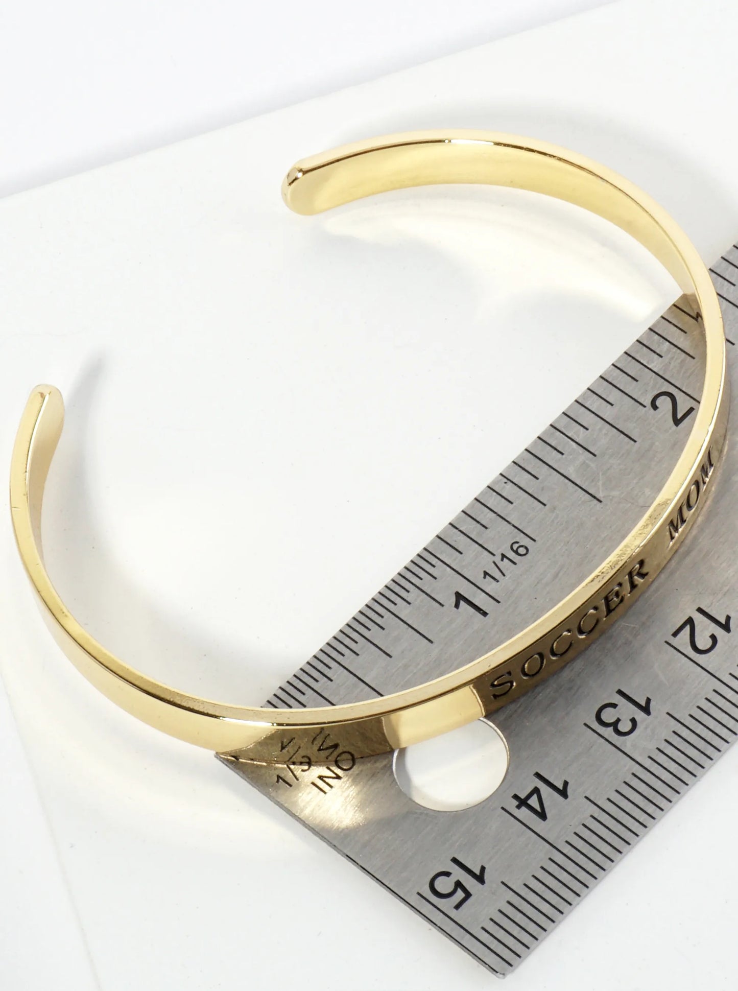 Soccer Mom Engraved 18K Gold Dipped Open Cuff Bangle Bracelet