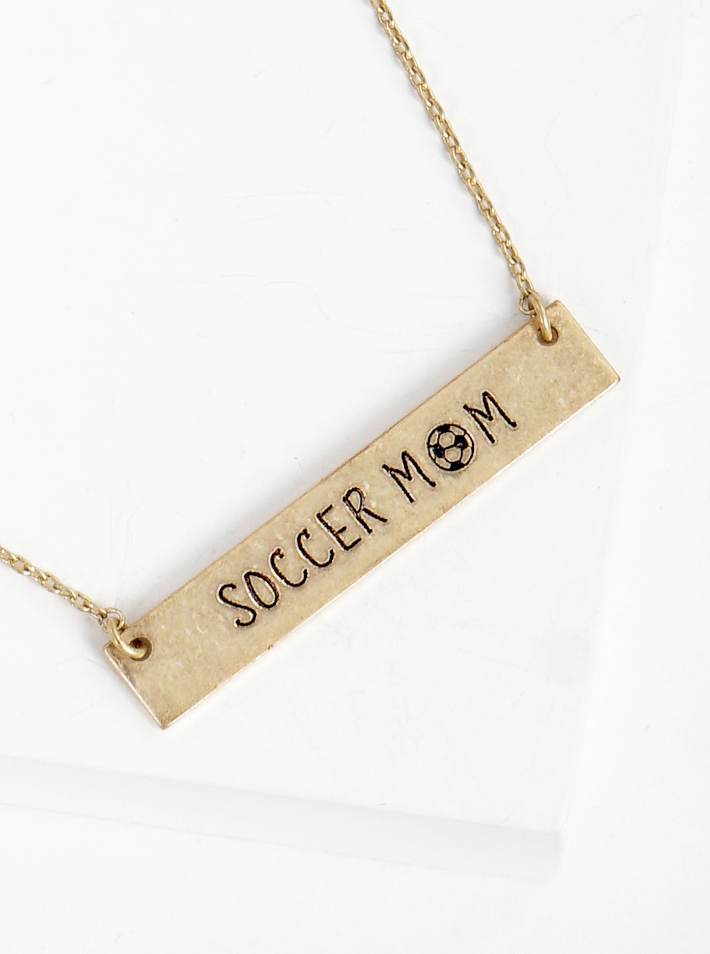 Soccer Mom Engraved Horizontal Bar Pendant Necklace