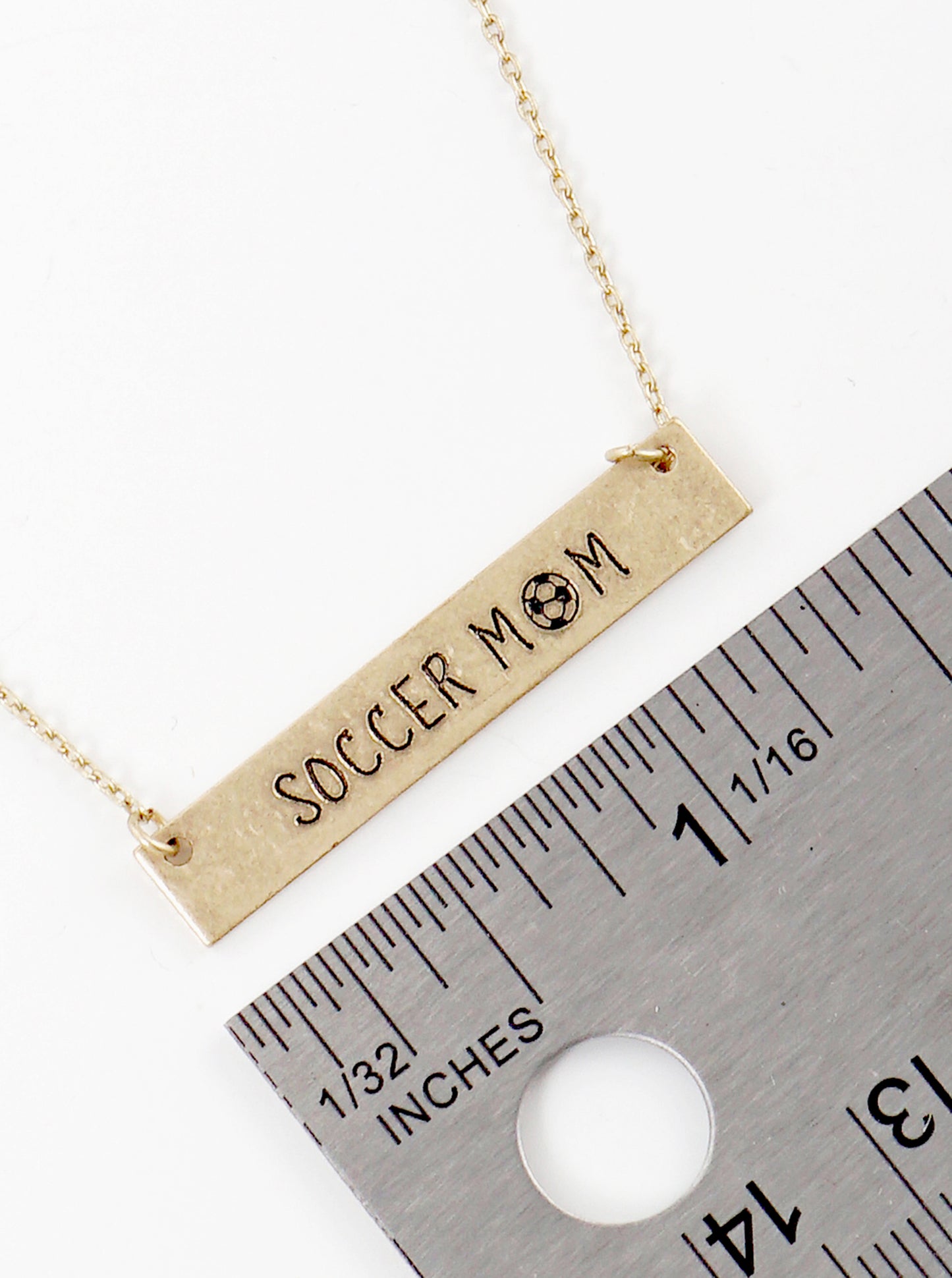 Soccer Mom Engraved Horizontal Bar Pendant Necklace